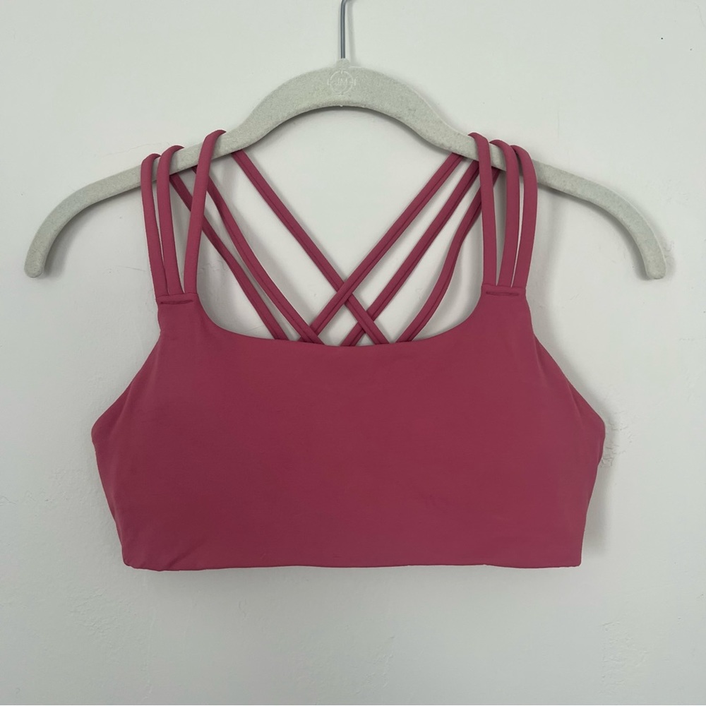 Athleta pink crisscross sports bra size small